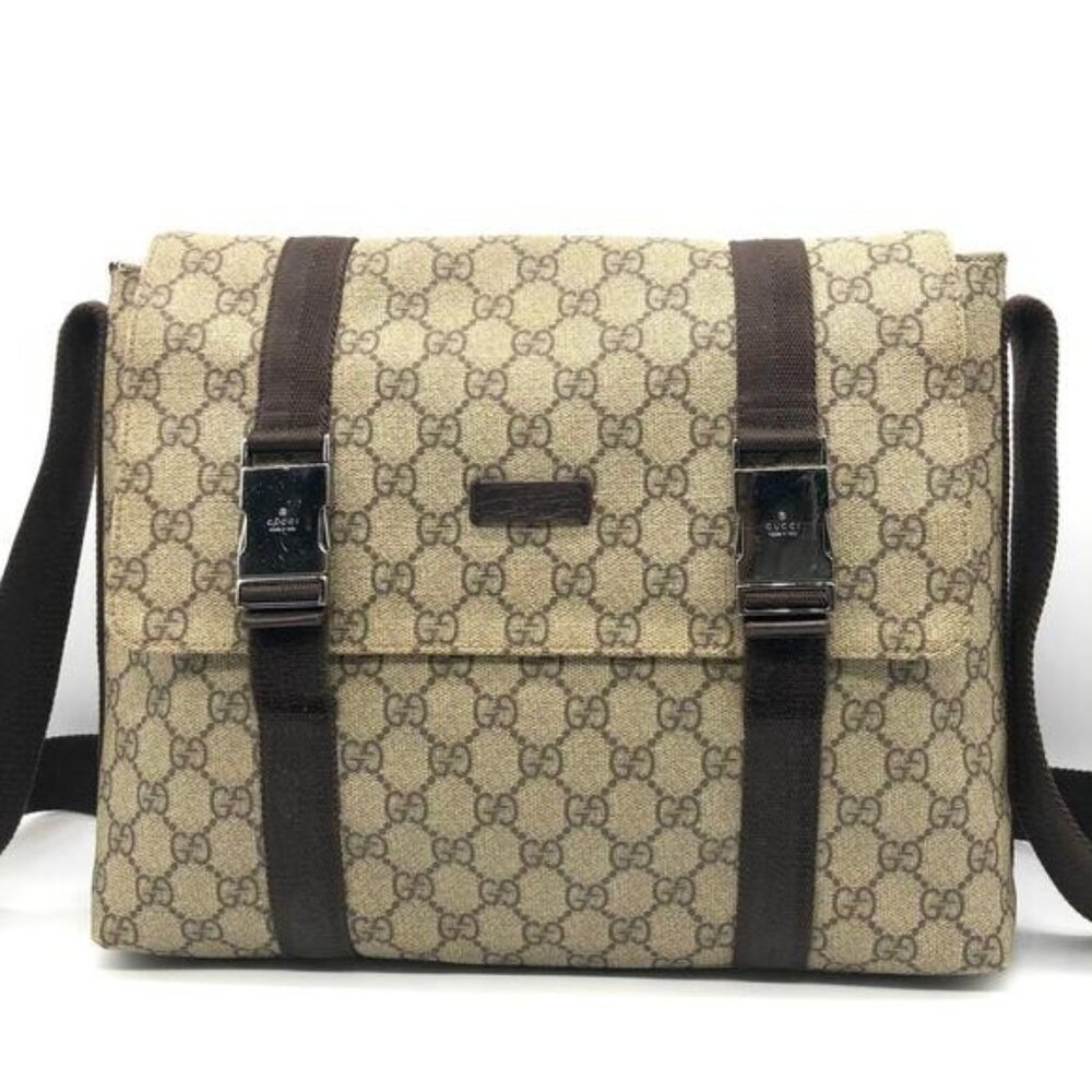 Authentic Gucci GG Supreme Web Canvas Sherry Messenger Bag Monogram Flap Tote - Picture 1 of 15